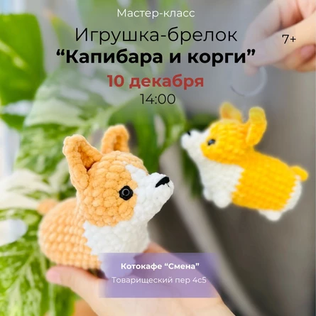 Мастер-класс «Игрушка капибара и корги» в котокафе, 7+