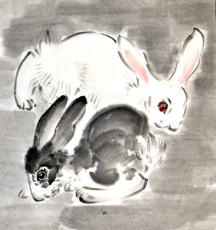 Рисовать Суми-э Кролики
