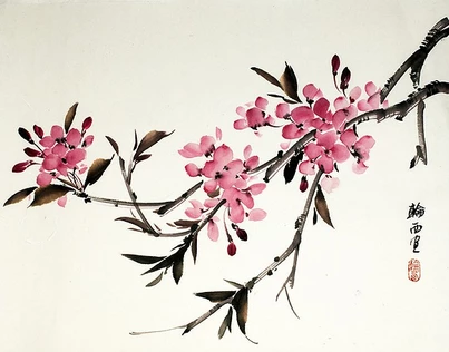 Рисовать Суми-э - Сакура