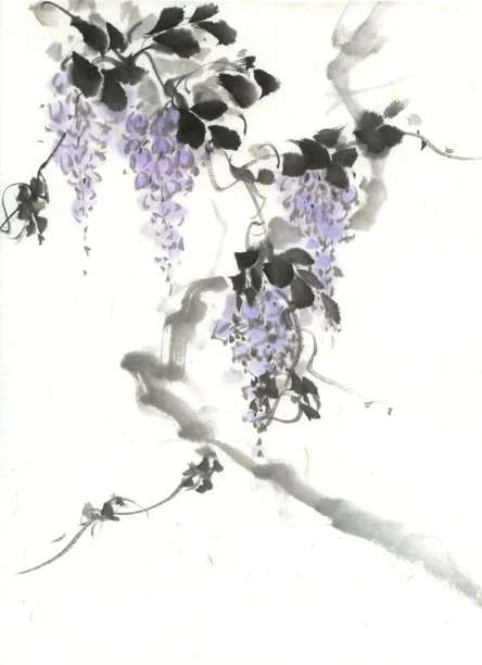 Рисовать Суми-э - Глициния