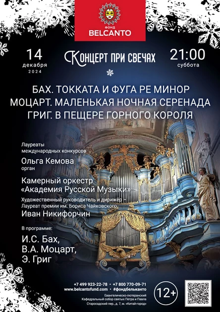 Концерт при свечах. Бах. Токката и фуга ре минор. Моцарт. Маленькая ночная серенада. Григ. В пещере горного короля