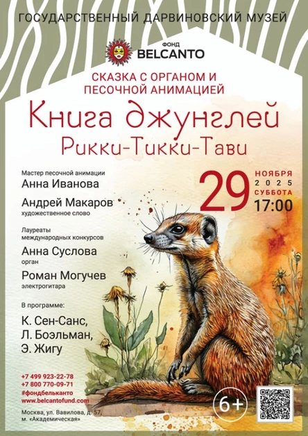 Сказка с органом и песочной анимацией «Книга джунглей: Рикки‑Тикки-Тави»