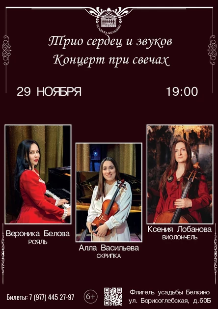 "Трио сердец и звуков" концерт при свечах