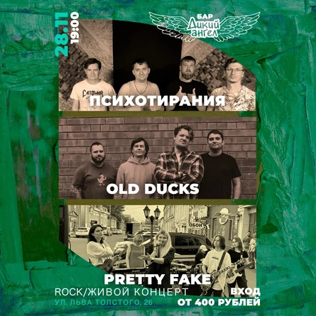 ЖИВОЙ КОНЦЕРТ / ПСИХОТИРАНИЯ, OLD DUCKS и PRETTY FAKE