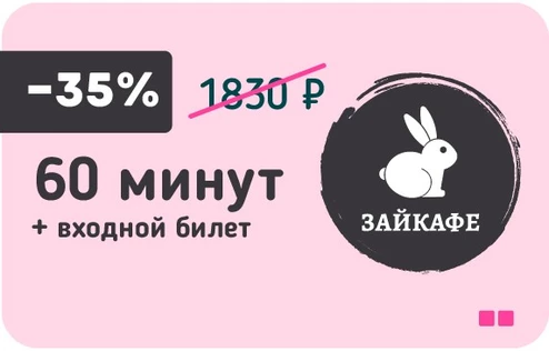 60 минут + Входной билет на 1 человека по выходным и будням
