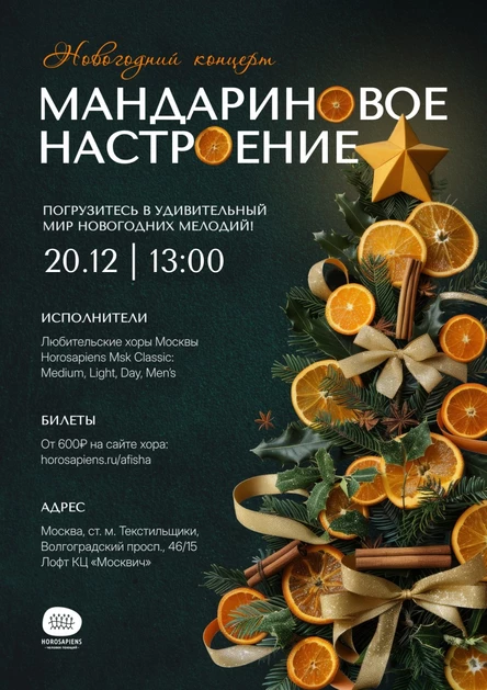 Мандариновое настроение - новогодний концерт от хоров Horosapiens Msk Classic: Medium, Light, Day, Men's