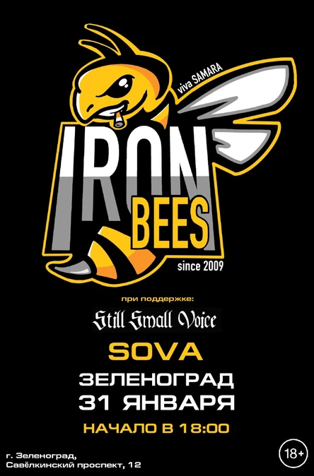 THE IRON BEES 31 января в Зеленограде! Клуб SOVA