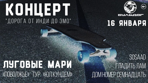 КОНЦЕРТ "Дорога от Инди до Эмо" - ЛУГОВЫЕ МАРИ - 16 ЯНВАРЯ - БУЛЬДОГ