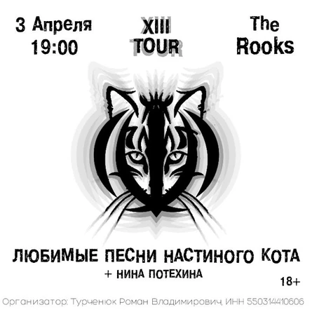 Любимые Песни Настиного Кота в Новосибирске — 3 Апреля — The Rooks