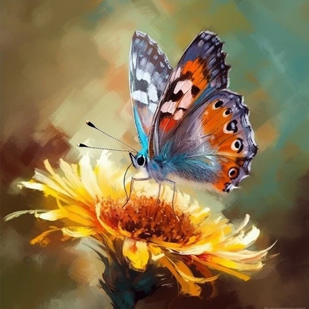 Детский МК -  «Порхание бабочки». Холст, акрил.