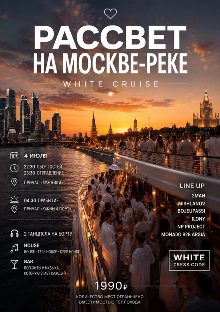 Встречаем рассвет на Москве-реке