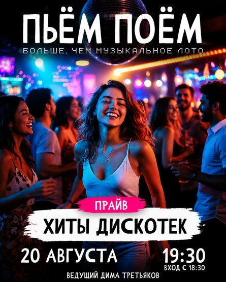Пьём Поём | 20 августа |  Хиты дискотек