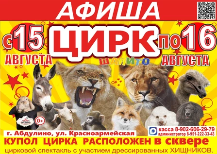 ЦИРК ЗВЕРЕЙ АБДУЛИНО