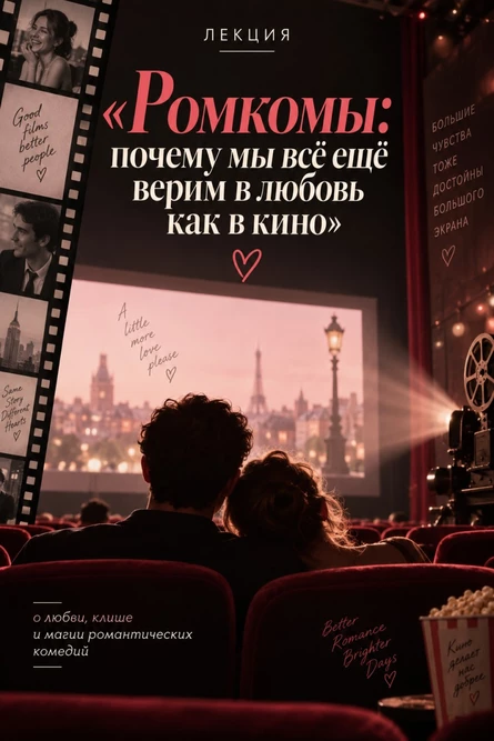 Лекция «Ромкомы: почему мы всё ещё верим в любовь как в кино»