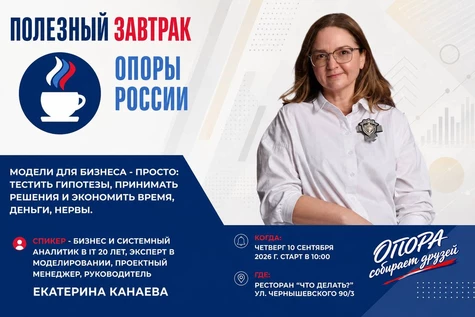 Полезный завтрак ОПОРЫ РОССИИ. Екатерина Канаева. Модели для бизнеса — просто: тестить гипотезы, принимать решения и экономить время, деньги, нервы
