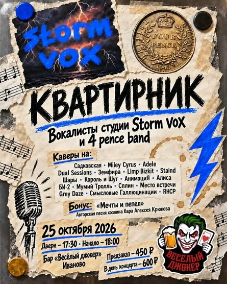 Квартирник вокалисты студии "Storm VOX" и 4 Pence band
