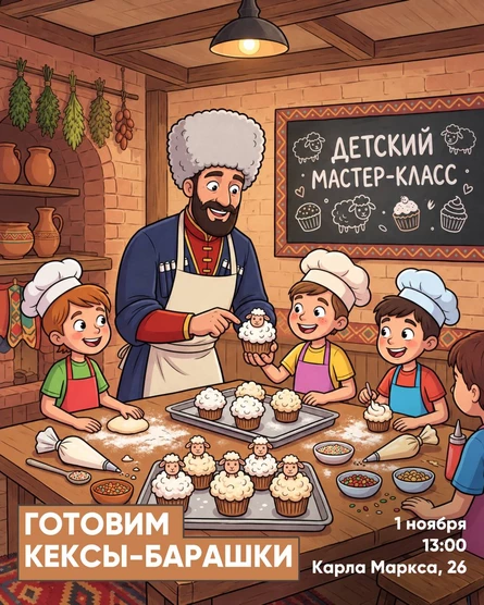 Детский мастер-класс "Кексы-барашки"