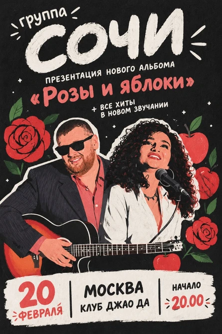 группа СОЧИ — презентация альбома «Розы и яблоки» + все хиты в новом звучании