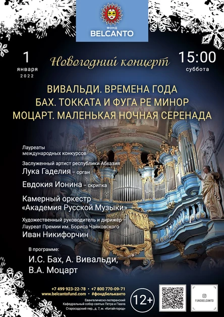 Новогодний концерт «Вивальди. Времена года. Бах. Токката и фуга ре минор. Моцарт. Маленькая ночная серенада»